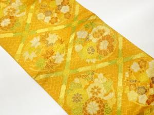 佐賀錦格天井に花丸文・紅葉模様織出し袋帯